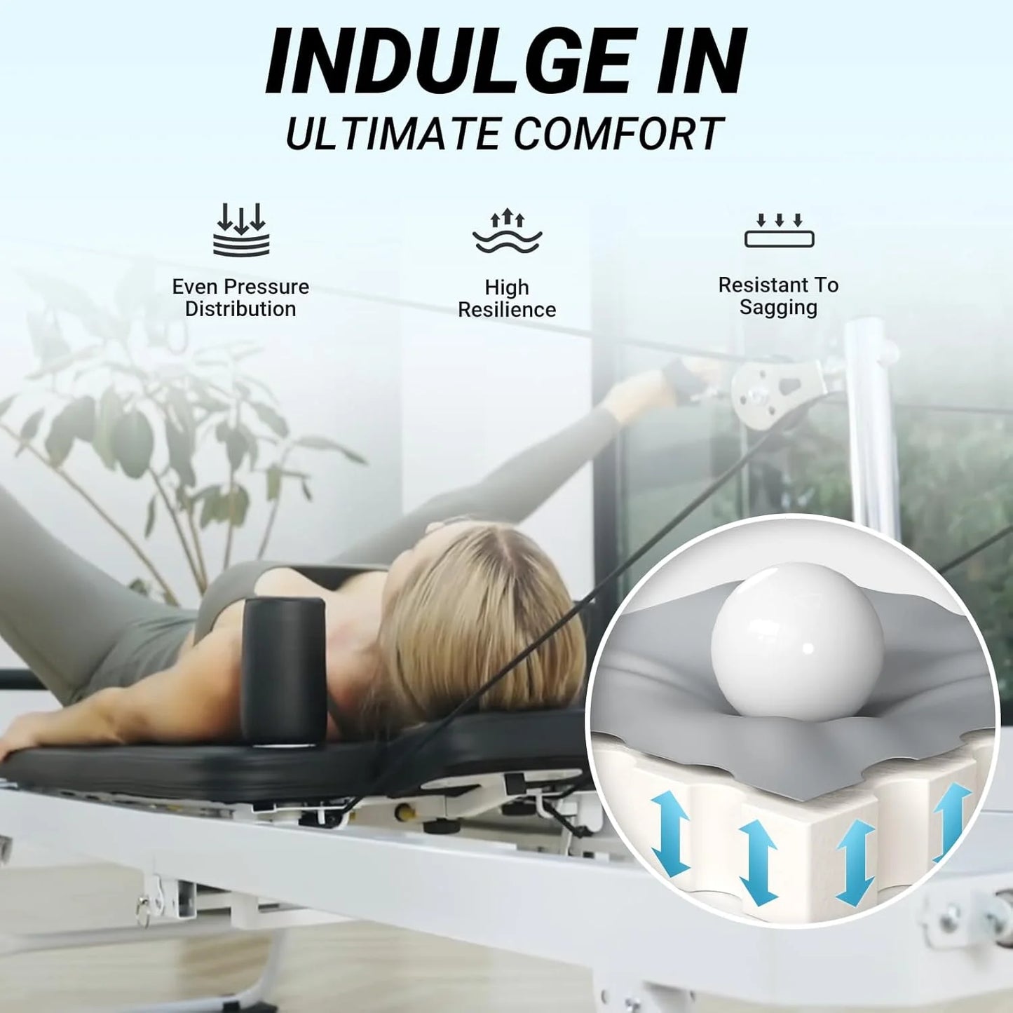 Foldable Pilates Reformer, Pilates Machine for Home Use, with Dual Resistance- Springs and Cords, Pilates Equipment for Home Workouts with Jump Board, up to 400 LBS