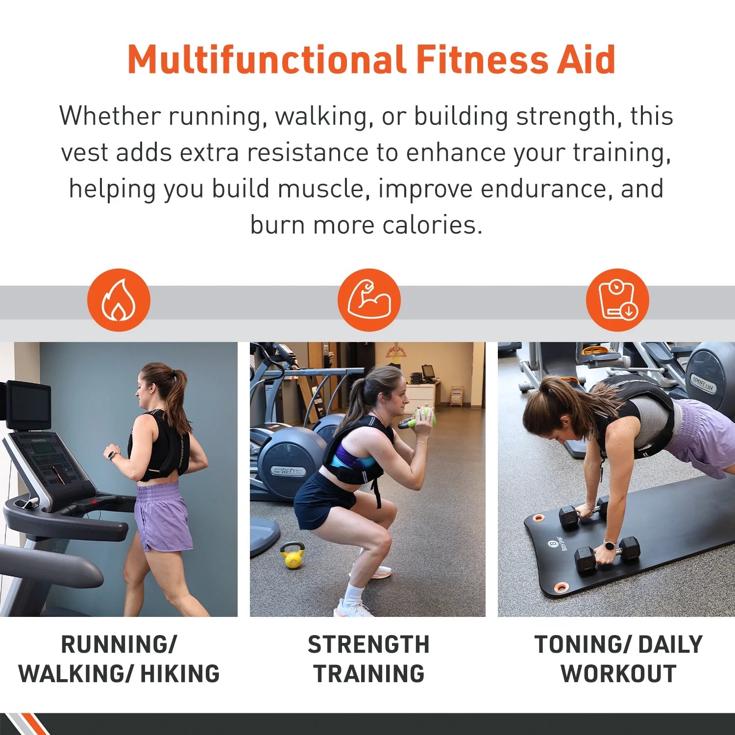 Weighted Vest, 10 Lb. - Adjustable Fitness Vest for Strength Training, Running, Walking, and Endurance Workouts