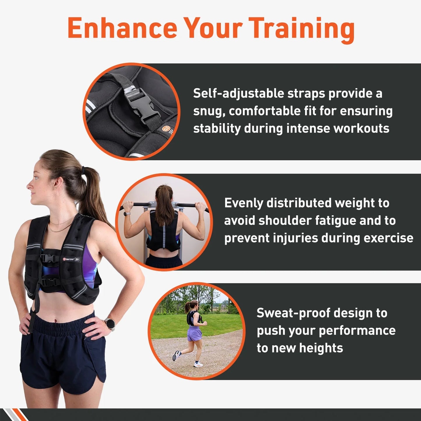 Weighted Vest, 10 Lb. - Adjustable Fitness Vest for Strength Training, Running, Walking, and Endurance Workouts
