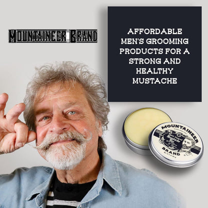 Mountaineer Brand Natural Mustache Wax | Citrus & Spice Scent | Made in West Virginia | Long Lasting Hold | Smooths, Conditons, Styles | Organic Moustache Balm | 2Oz