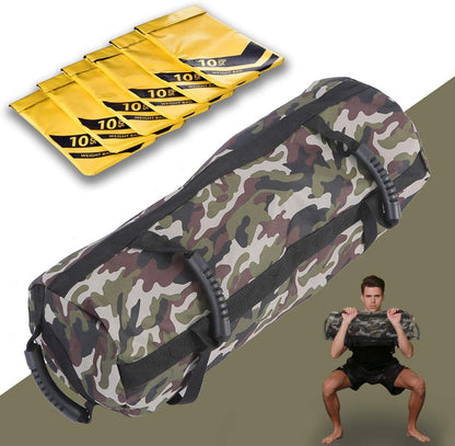 Workout Sandbag for Fitness 10 to 60 Lbs, Adjustable Military Sandbags, Training Weight Bags, Full Body Exercise Equipment with Filler Bag (Camouflage)