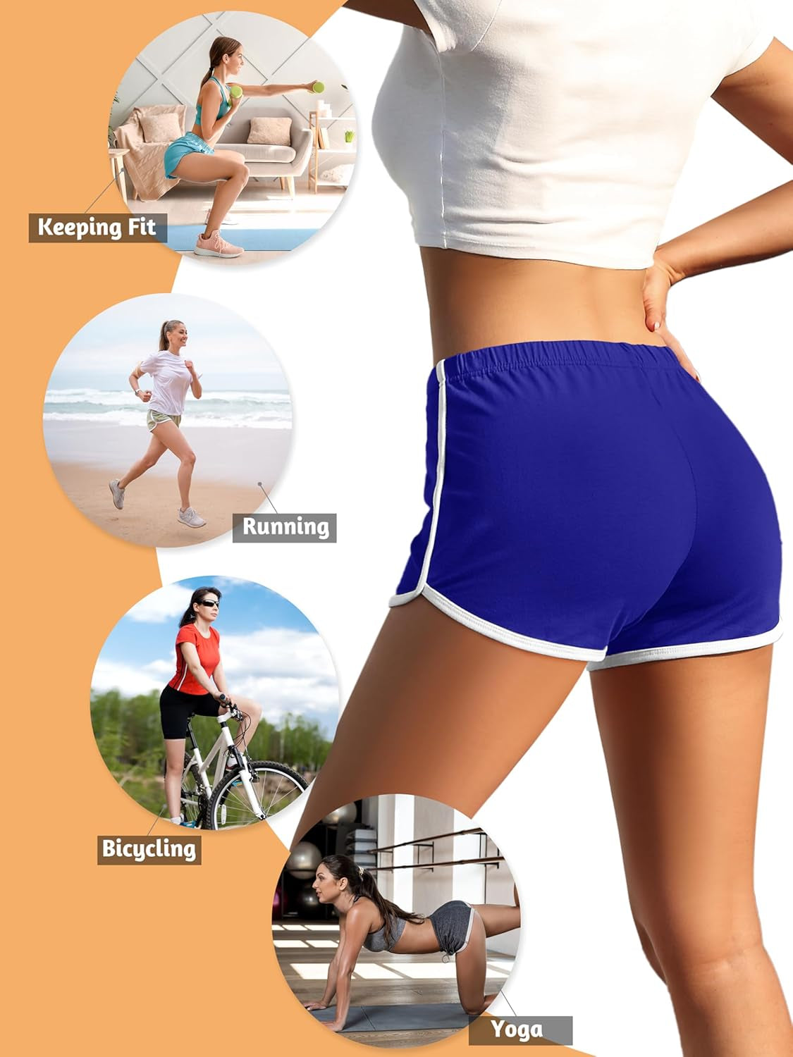 4 Pack Yoga Short Pants Cotton Sports Shorts Gym Dance Lounge Shorts Dolphin Running Athletic Shorts for Women